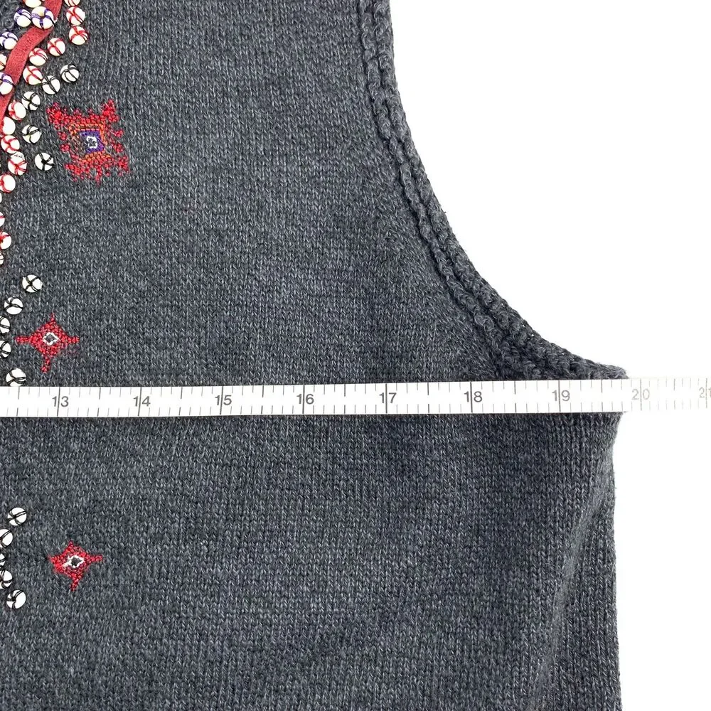 Vintage Sigrid Olsen silk wool blend sweater vest beaded size L